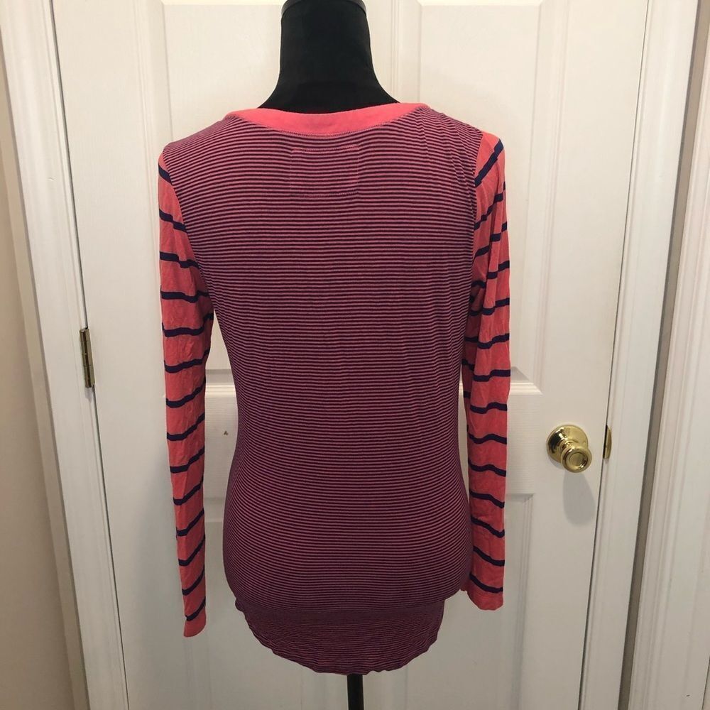 Green Source long sleeve pink blue stripe shirt - Picture 6 of 9
